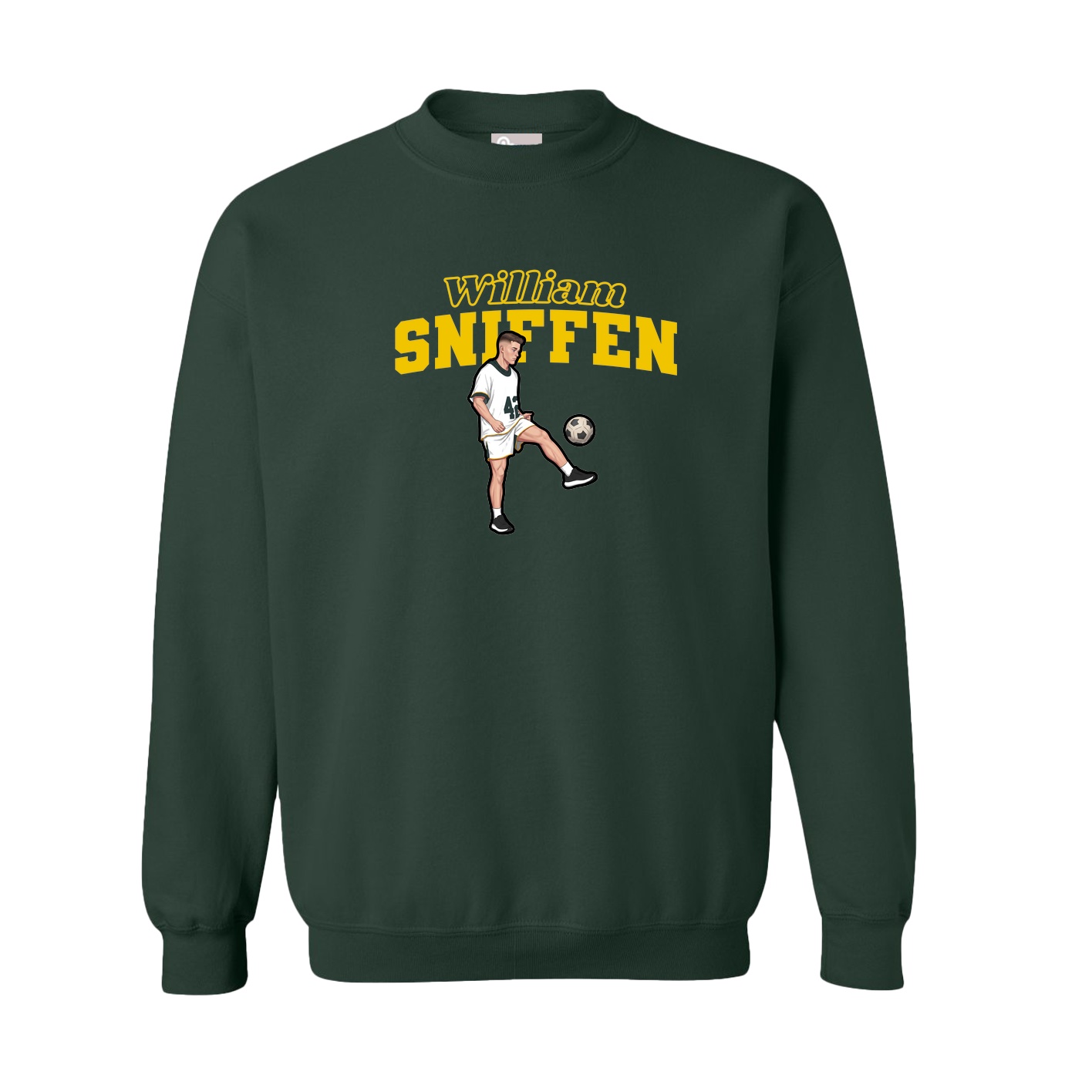 Fleece Crew — Name Arch in Green