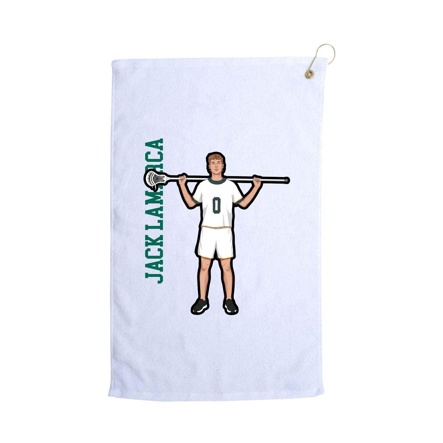 Golf Towel — Name Vertical in White