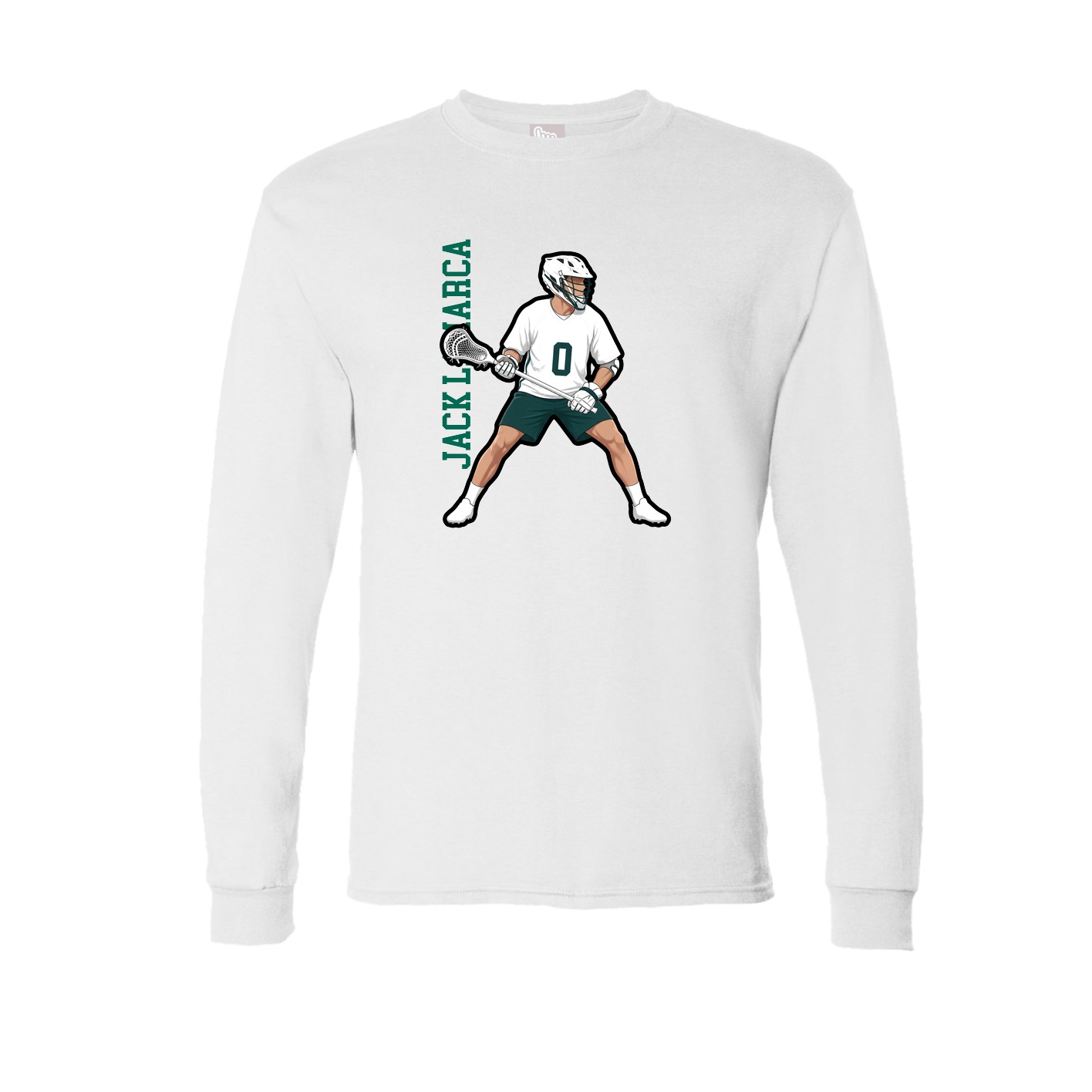 Long Sleeve Tee — Name Vertical in White