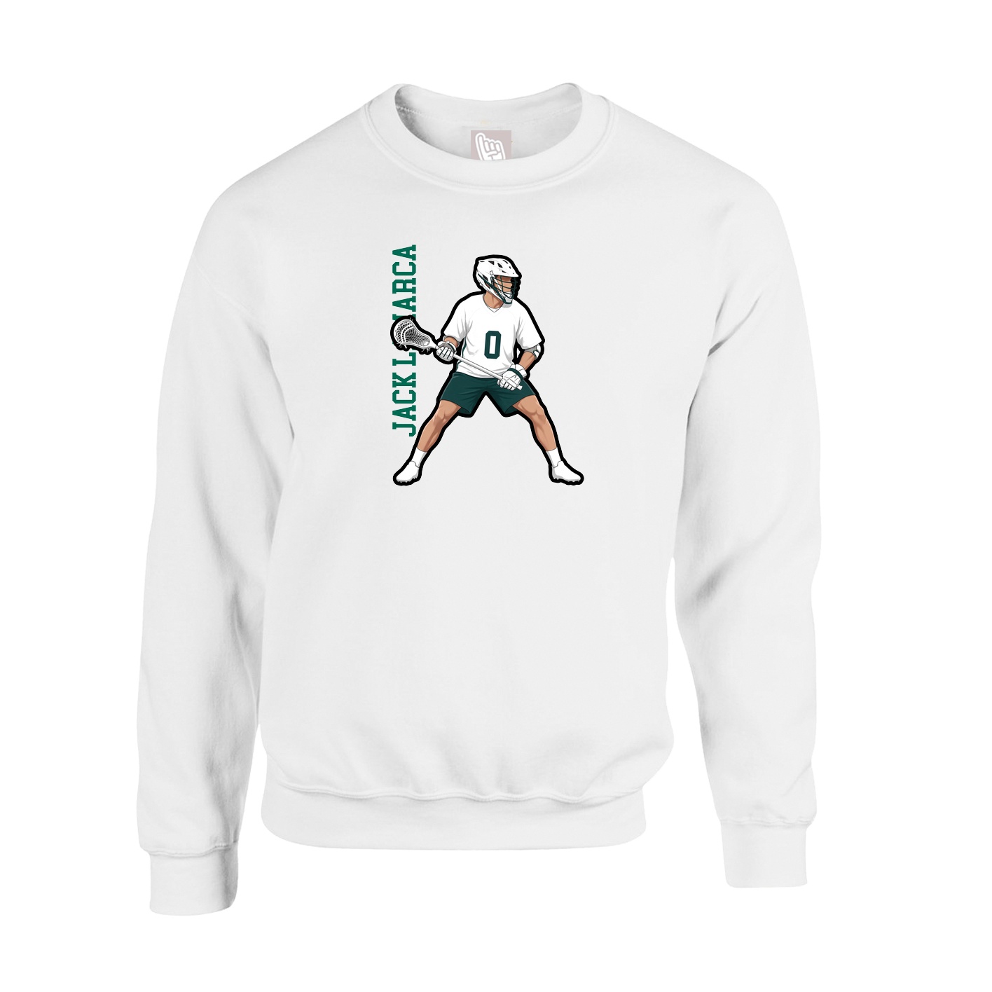 Fleece Crew — Name Vertical in White