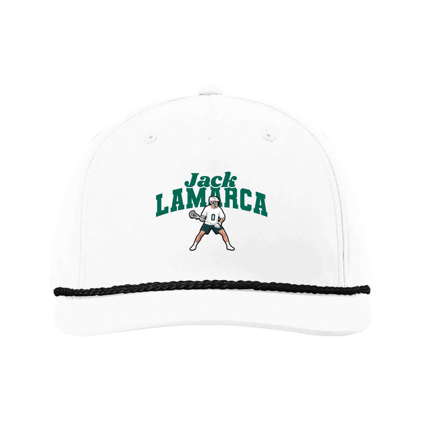 Five-Panel Classic Rope Cap — Signature Arch in White