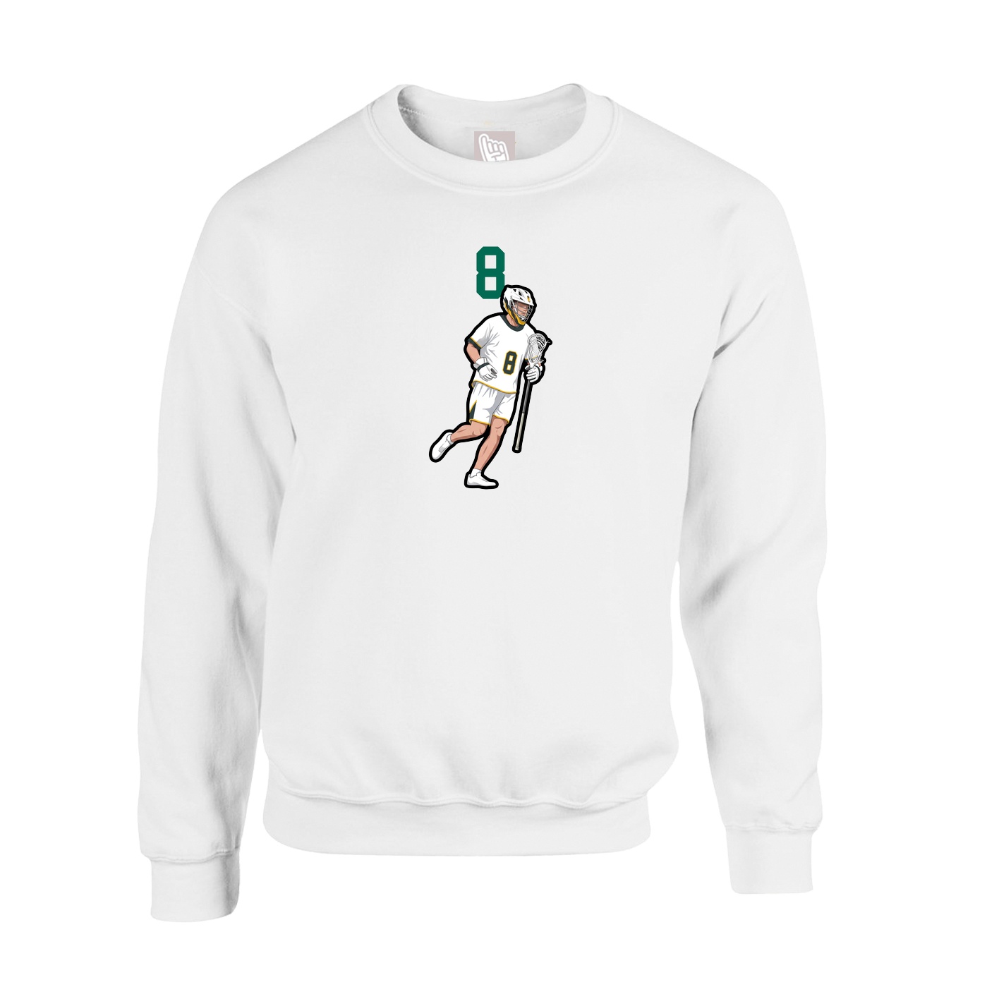 Fleece Crew — Number Top in White