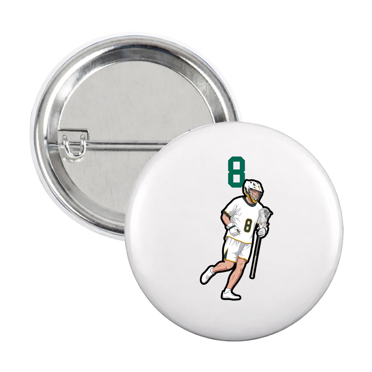 Game Day Button — Number Top in White