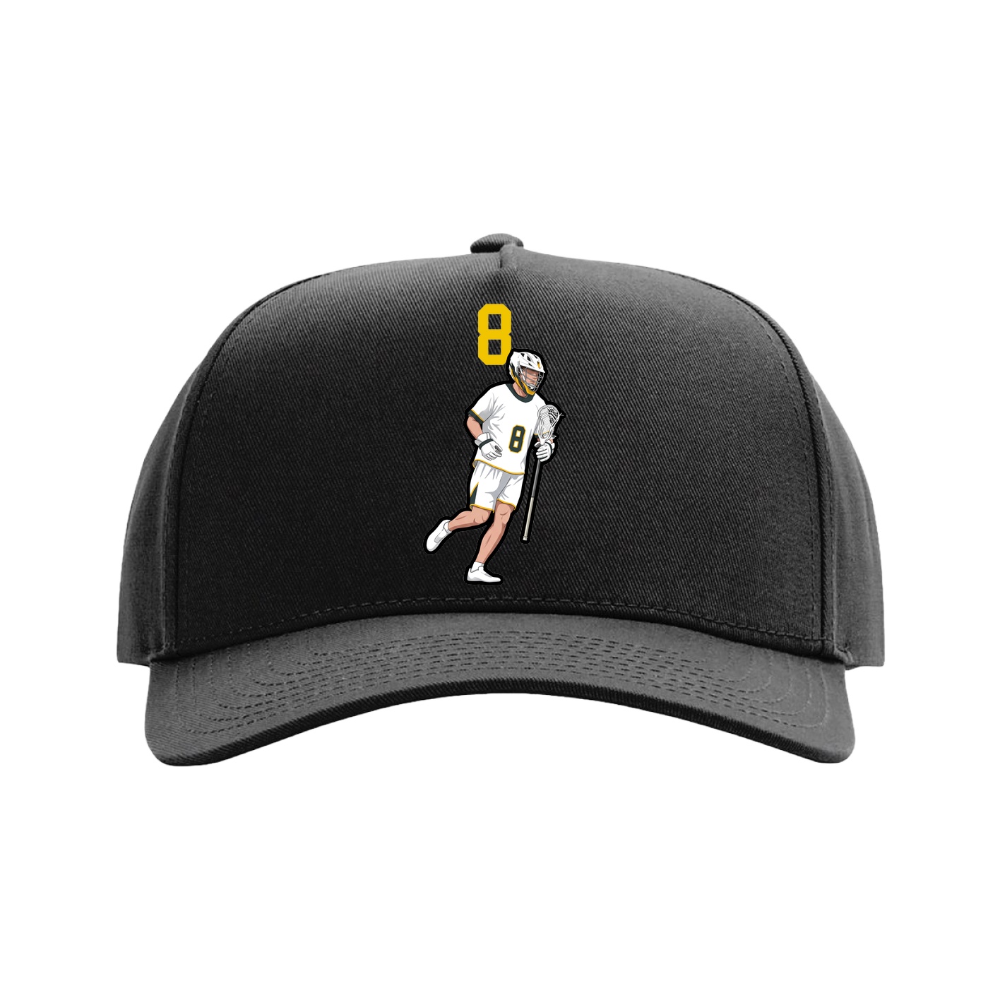 Full Fabric Five-Panel Champ Cap — Number Top in Black