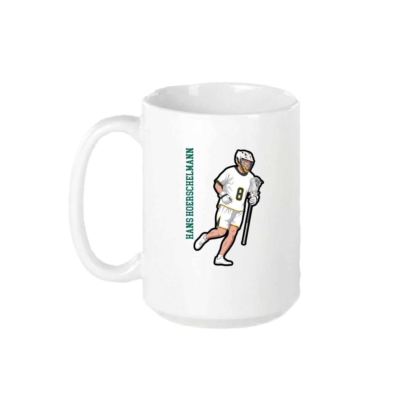 15oz Coffee Mug — Name Vertical in White