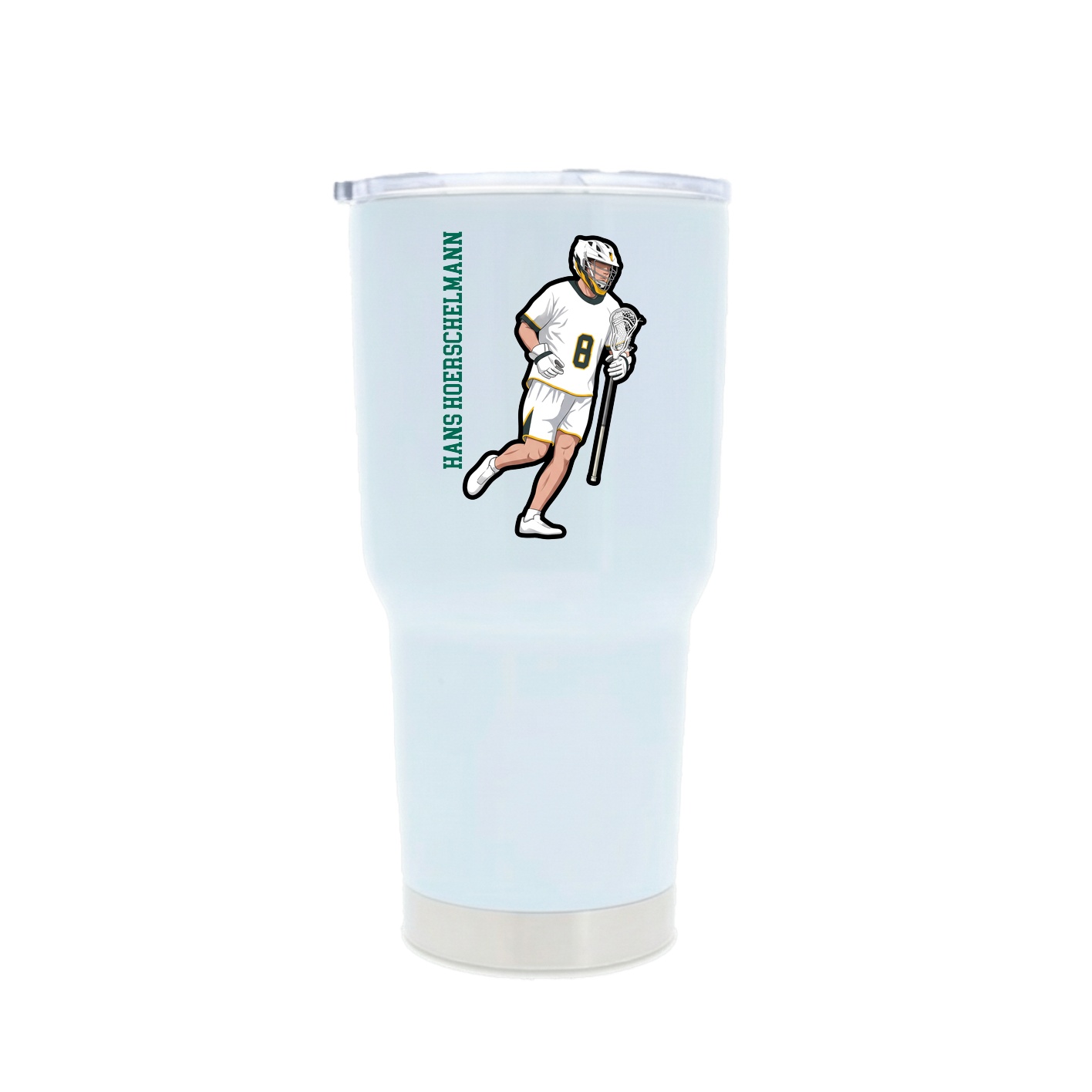 30oz Stainless Steel Tumbler — Name Vertical in White