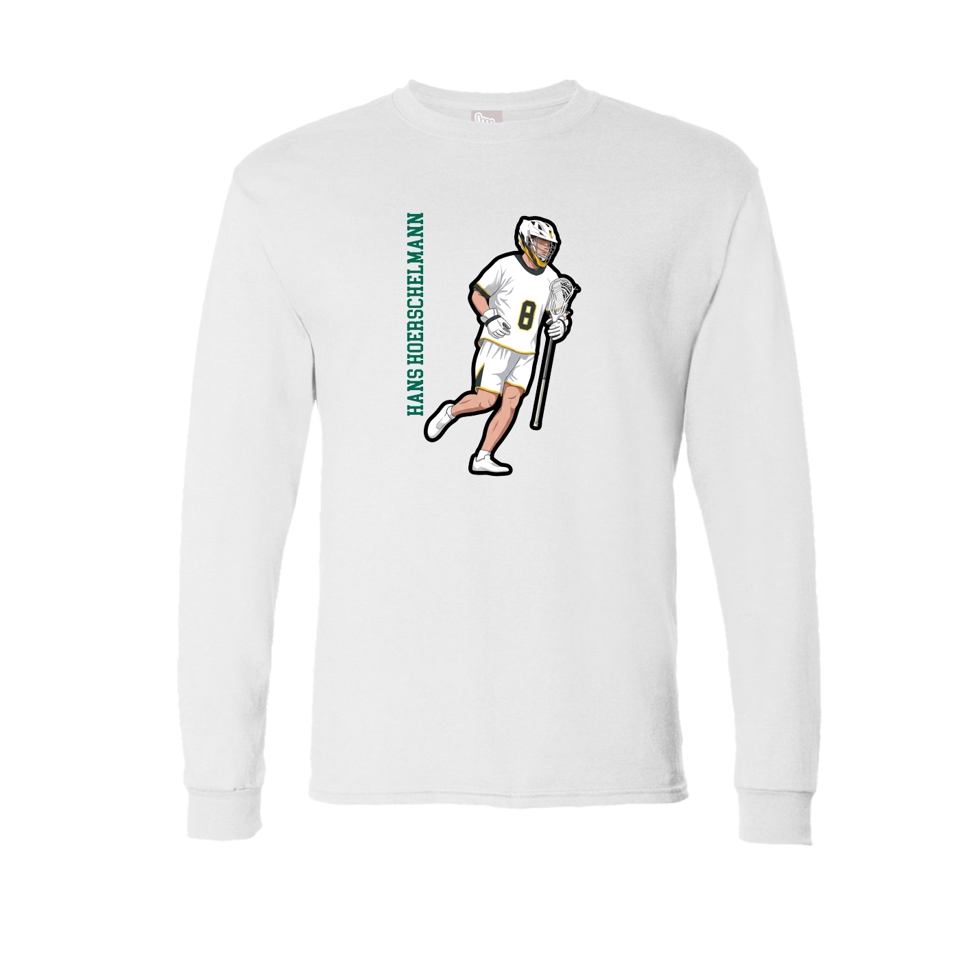 Long Sleeve Tee — Name Vertical in White