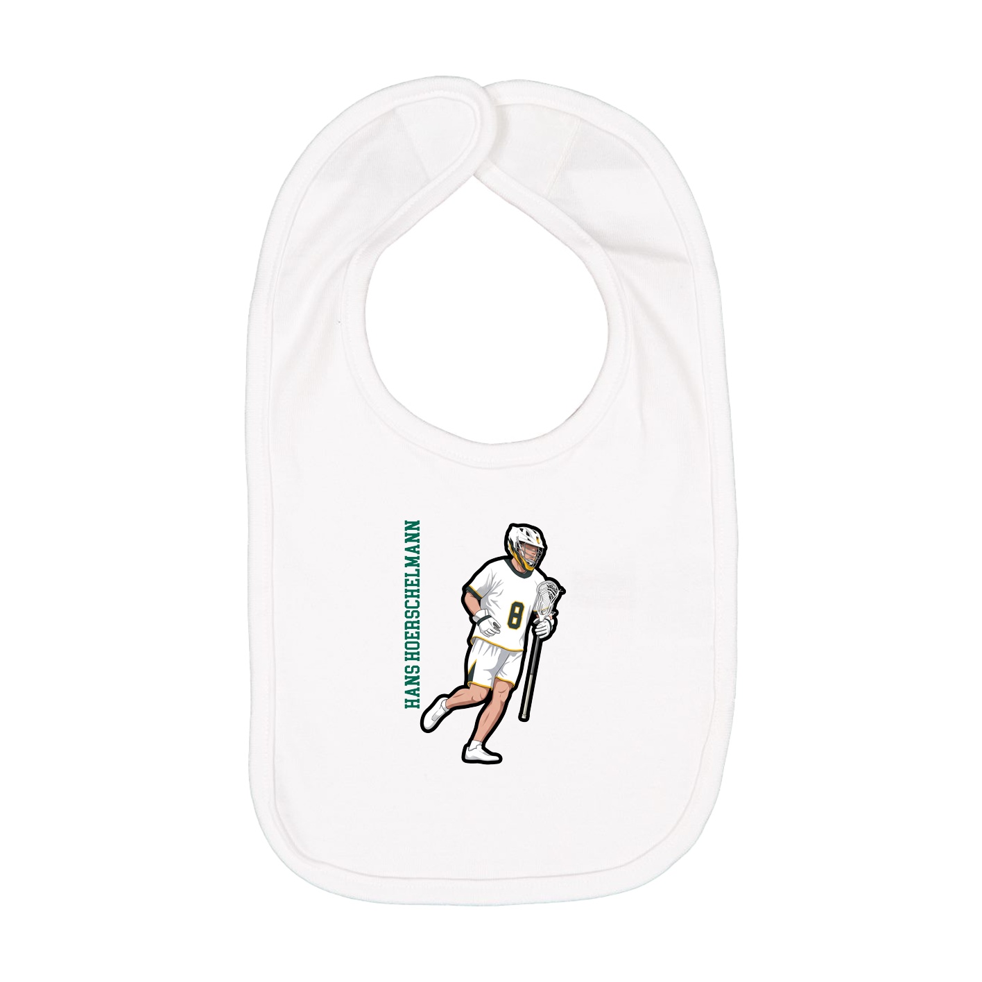 Infant Bib — Name Vertical in White