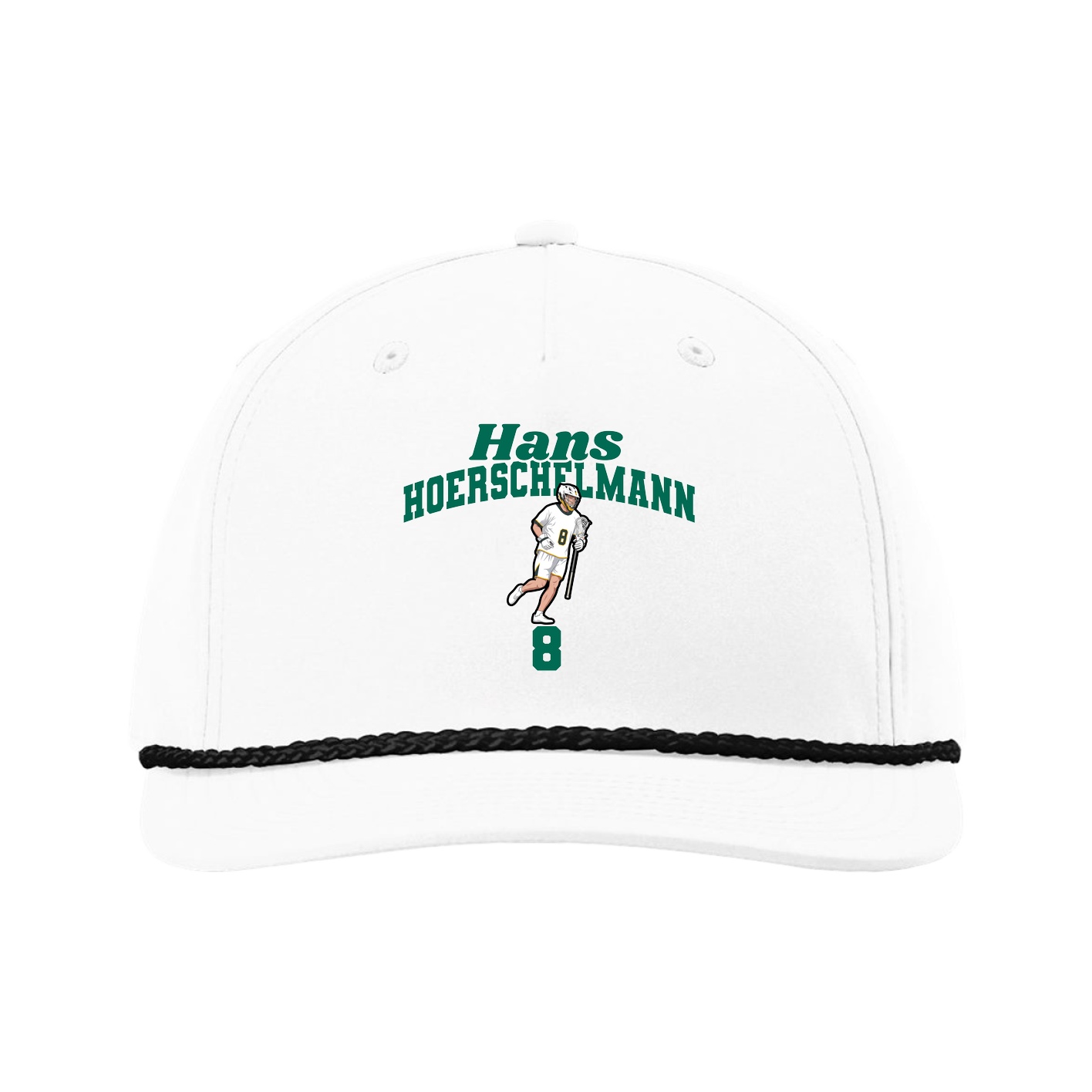 Five-Panel Classic Rope Cap — Signature Arch in White