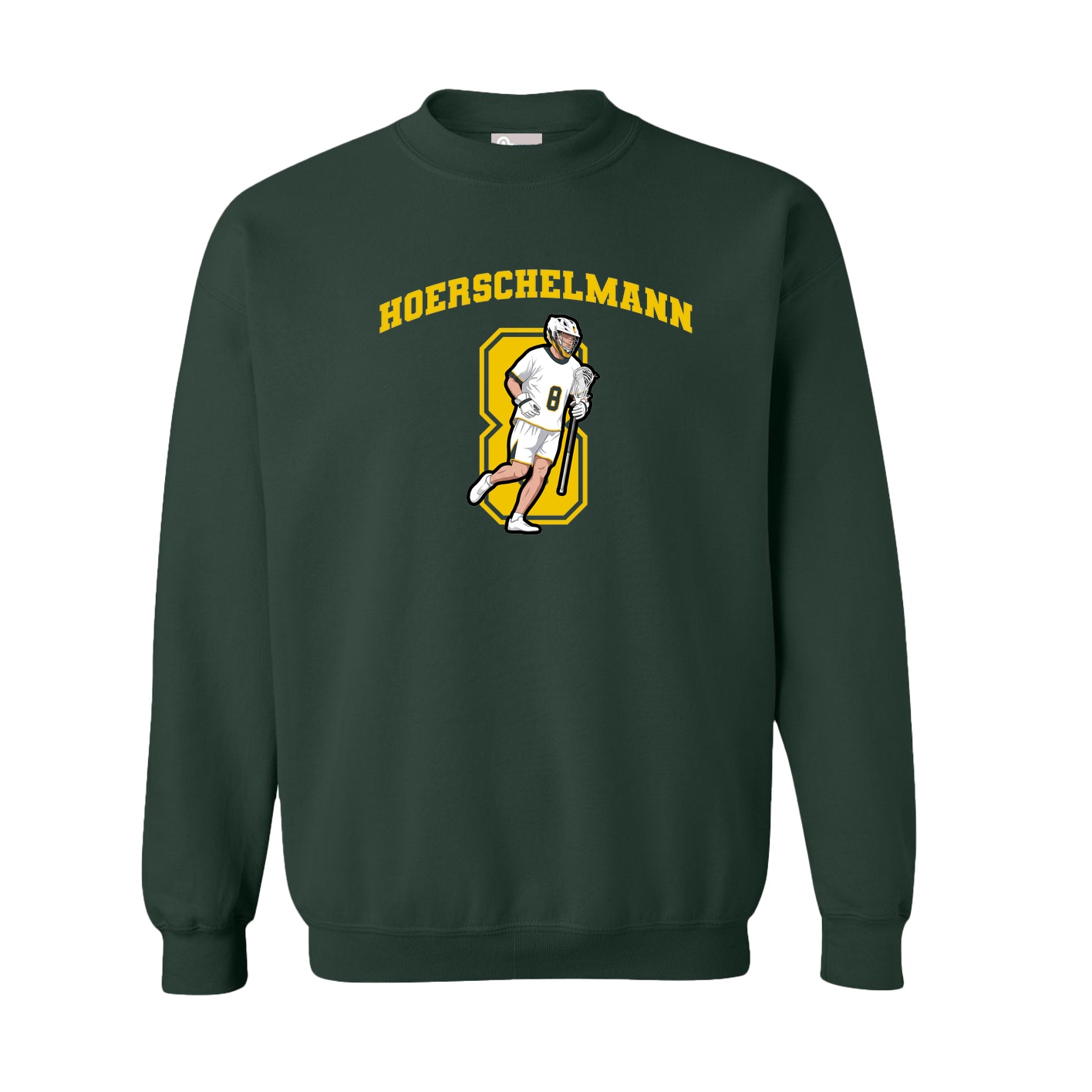 Fleece Crew — Number in Green