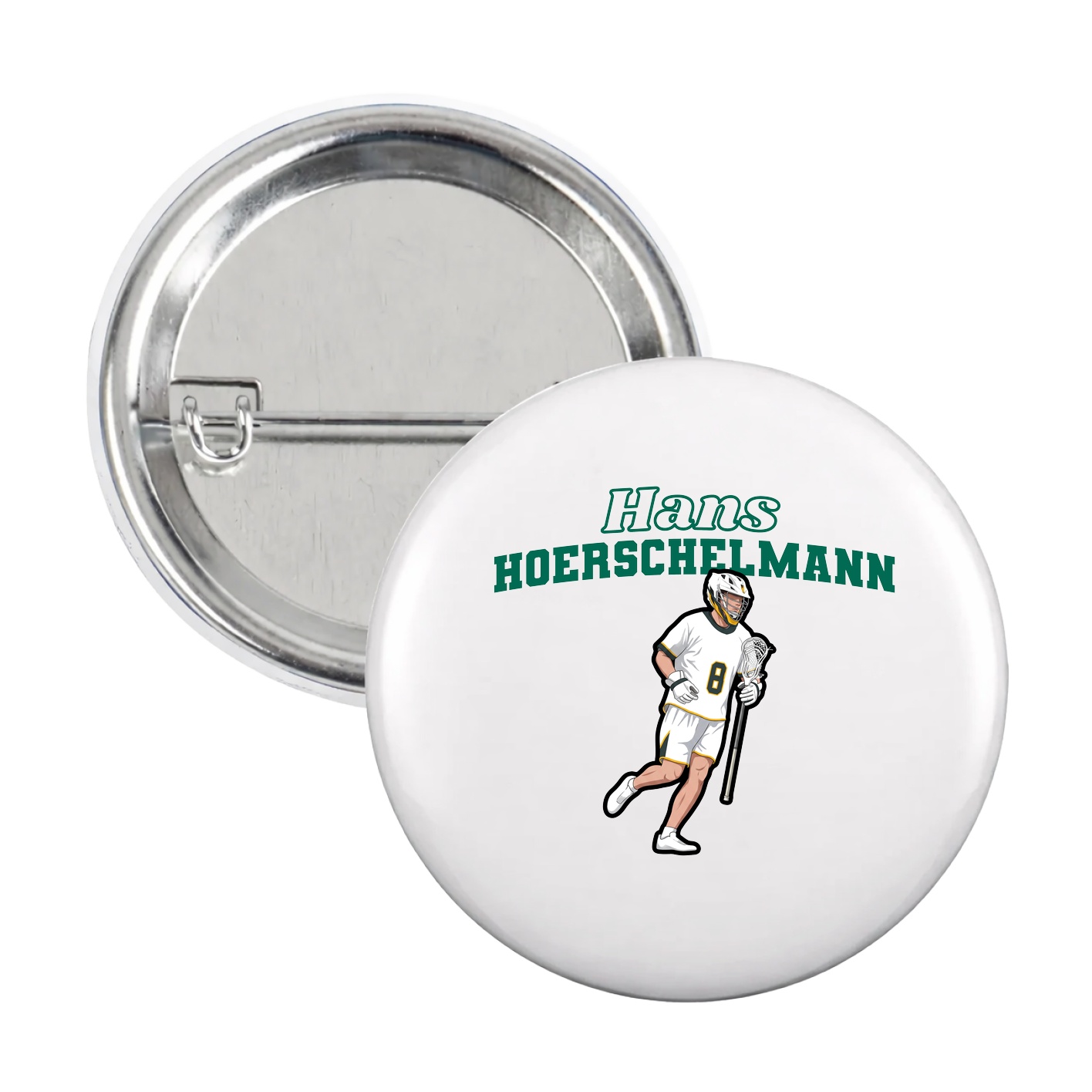 Game Day Button — Name Arch in White