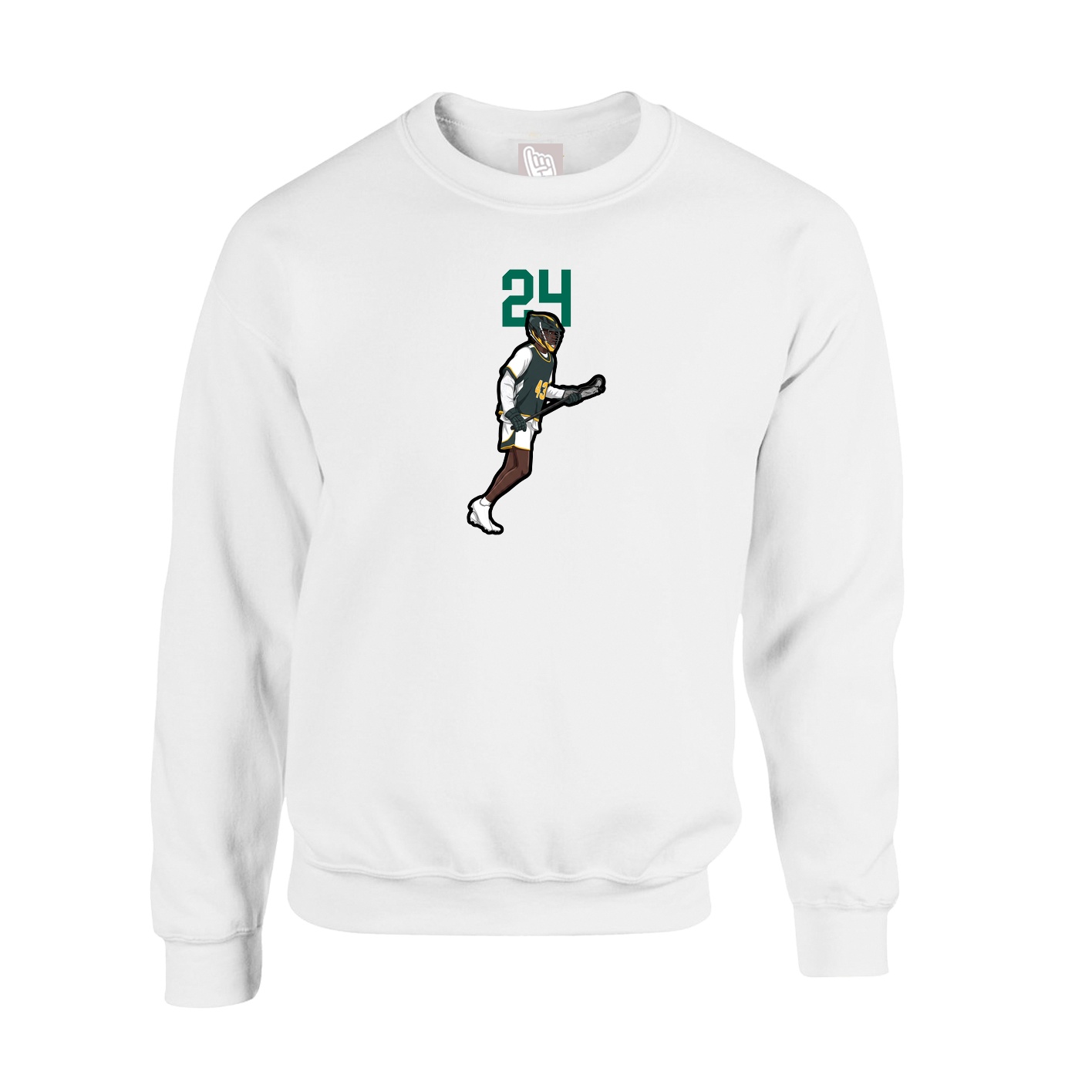 Fleece Crew — Number Top in White
