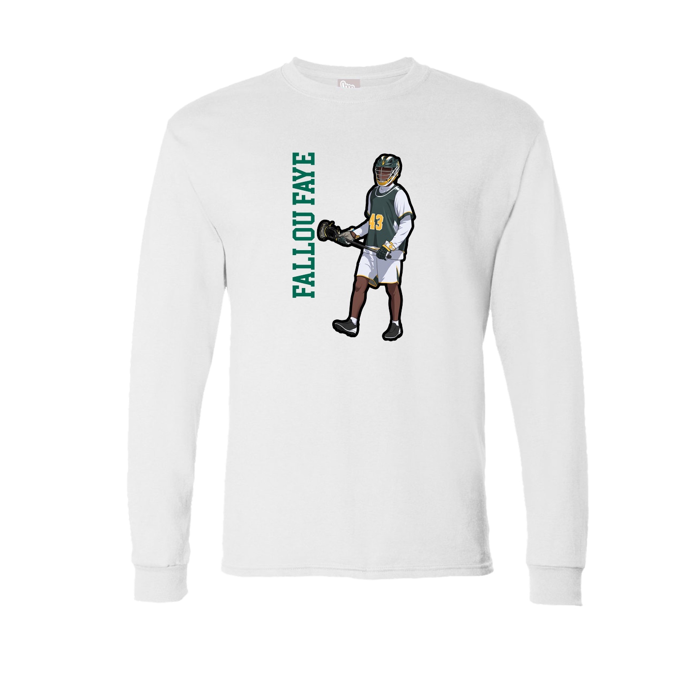 Long Sleeve Tee — Name Vertical in White