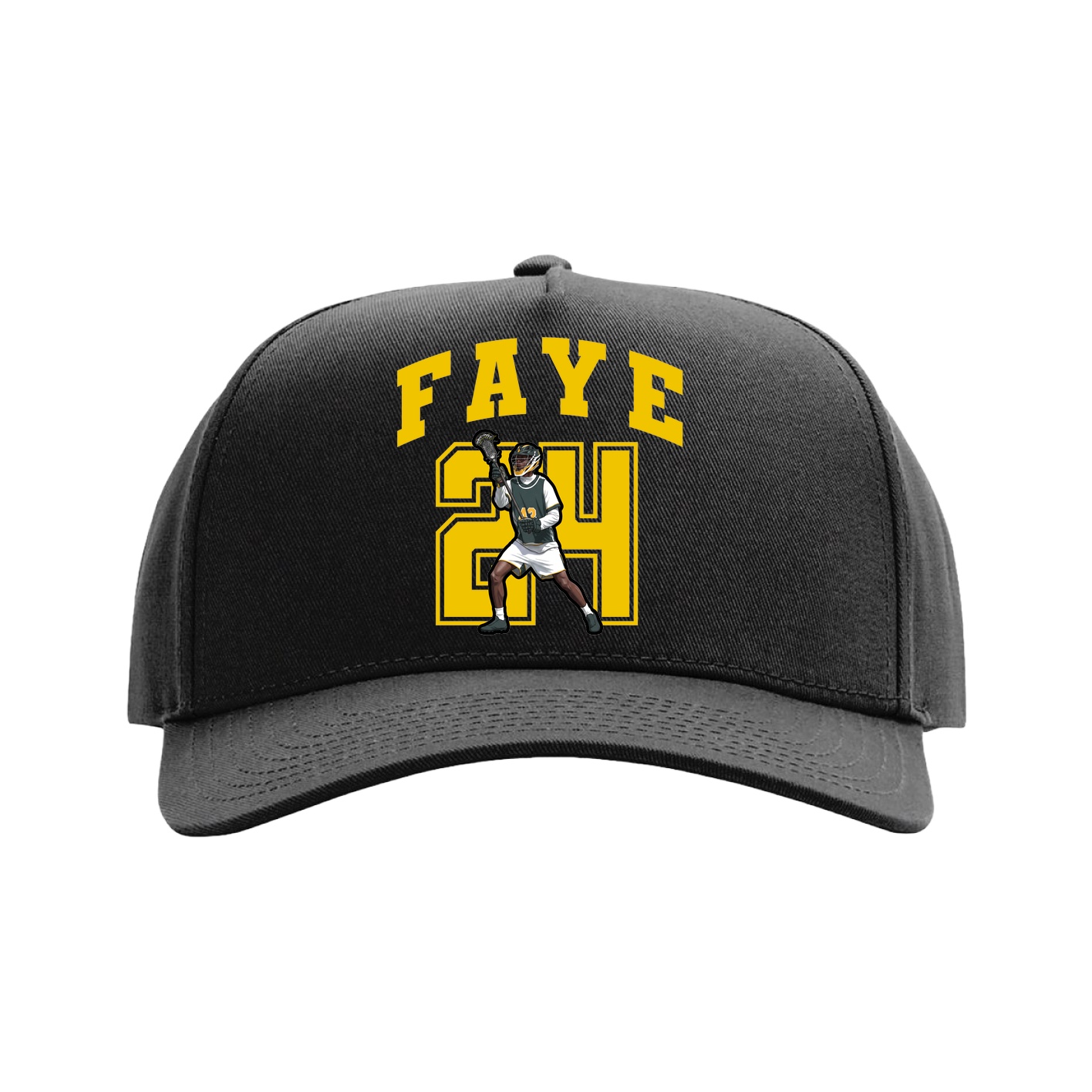 Full Fabric Five-Panel Champ Cap — Number in Black