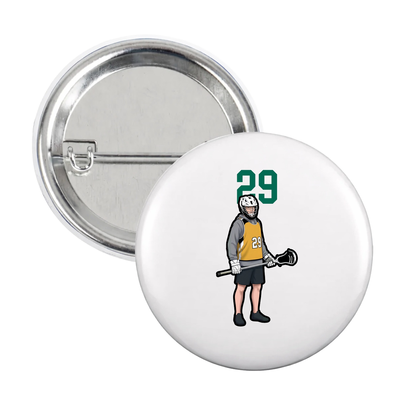 Game Day Button — Number Top in White