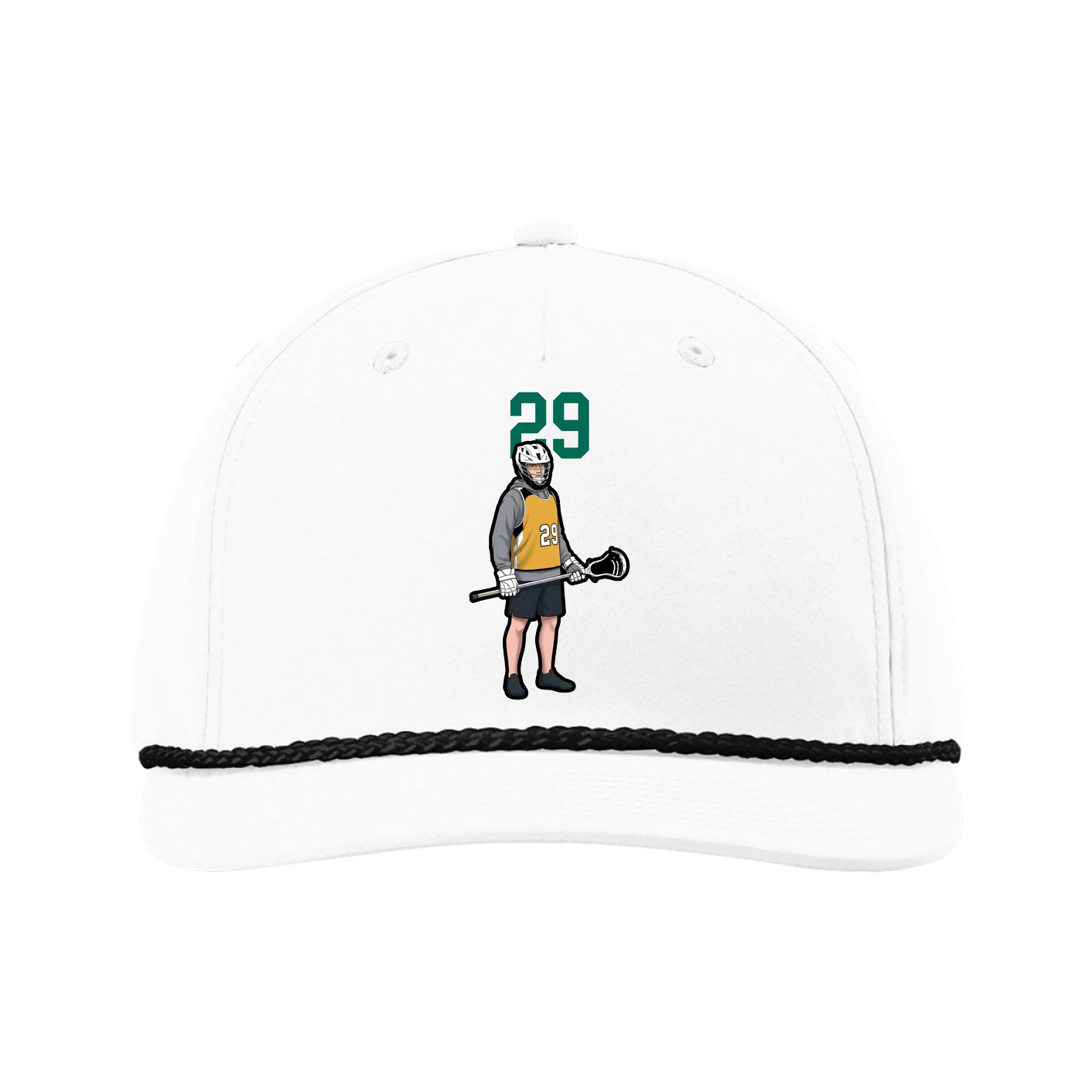 Five-Panel Classic Rope Cap — Number Top in White