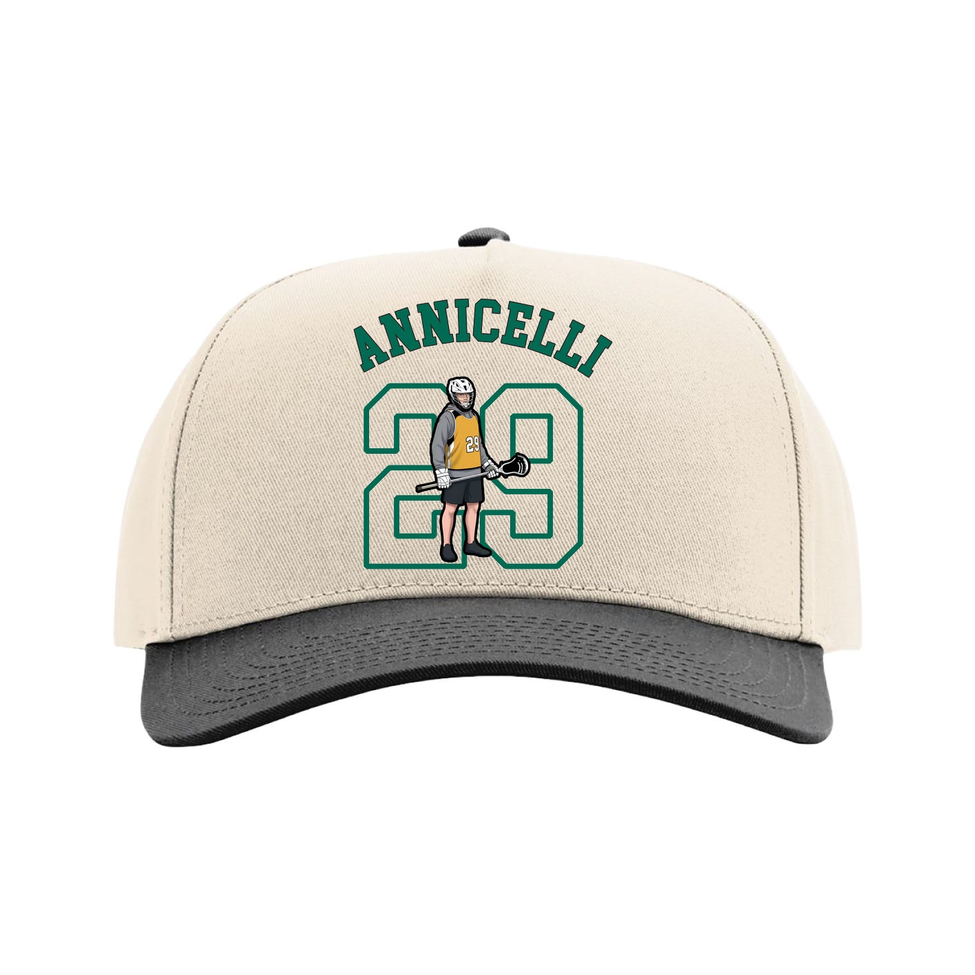 Full Fabric Five-Panel Champ Cap — Shirsey Arch in Cream/Black