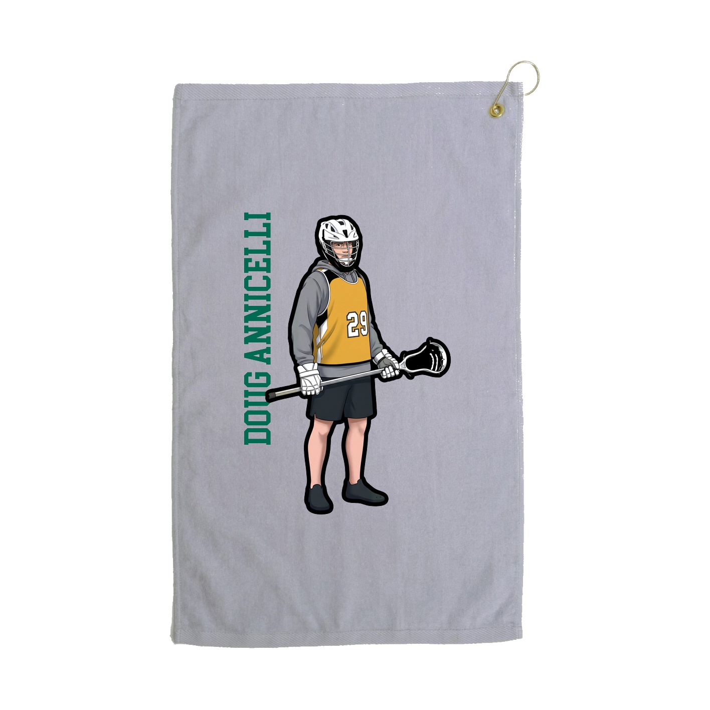 Golf Towel — Name Vertical in Grey