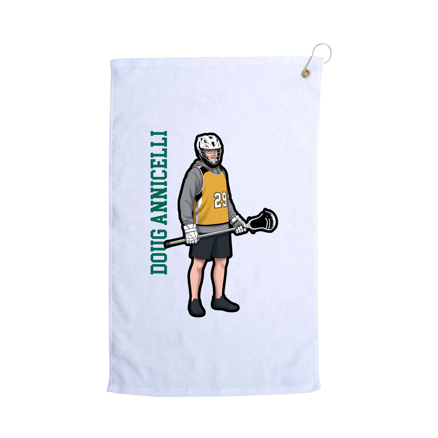 Golf Towel — Name Vertical in White