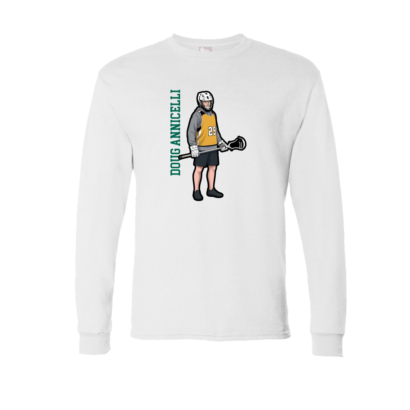 Long Sleeve Tee — Name Vertical in White