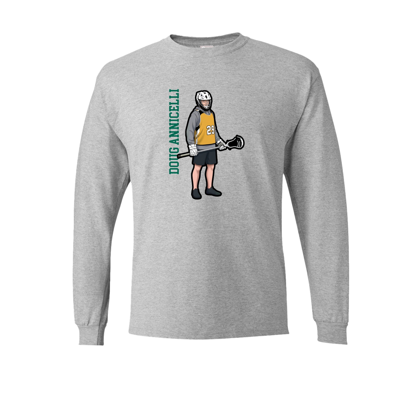 Long Sleeve Tee — Name Vertical in Grey