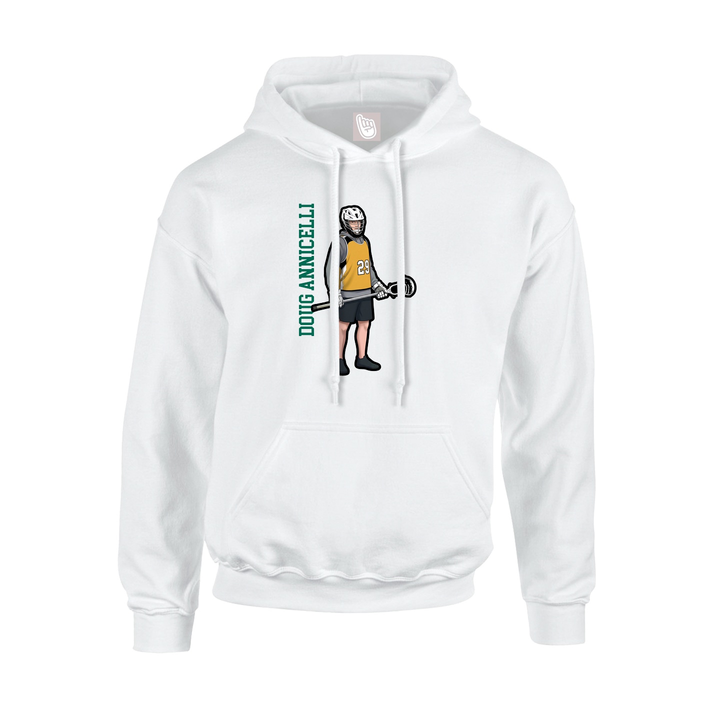 Youth Hoodie — Name Vertical in White