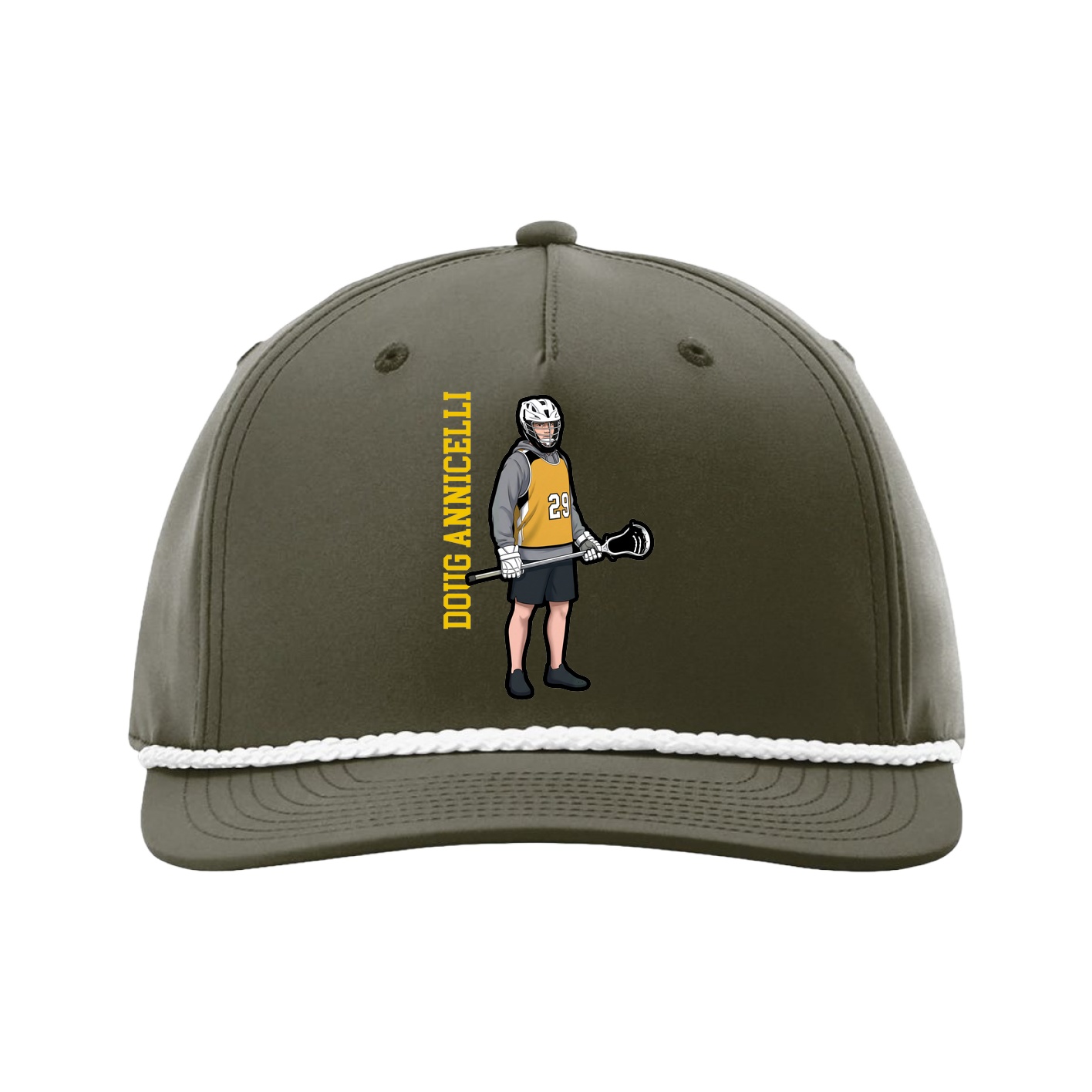 Five-Panel Classic Rope Cap — Name Vertical in Green