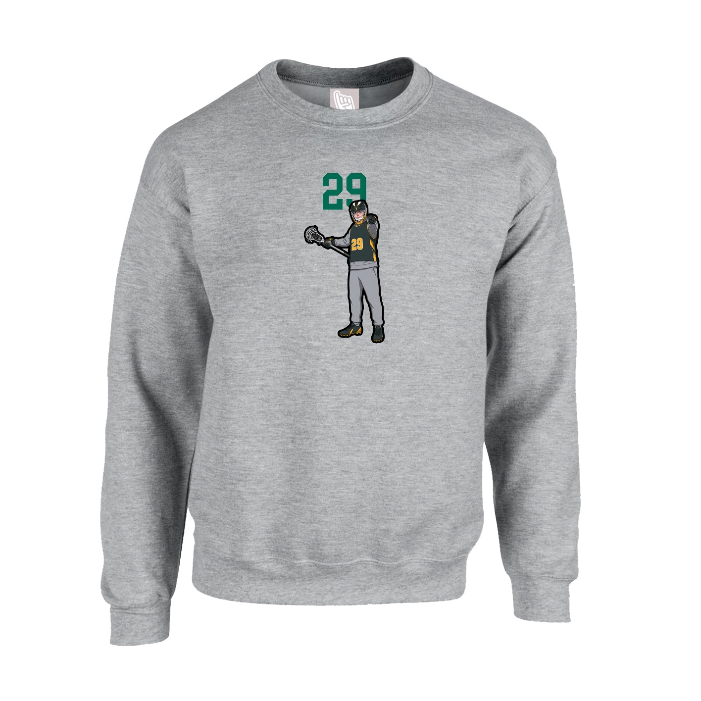 Fleece Crew — Number Top in Grey