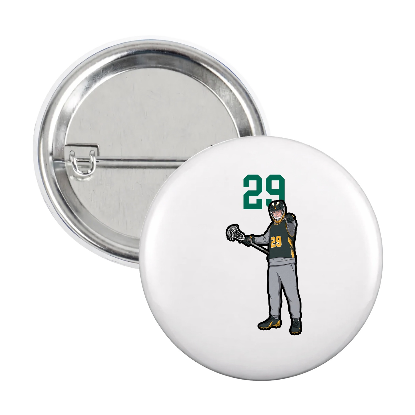 Game Day Button — Number Top in White