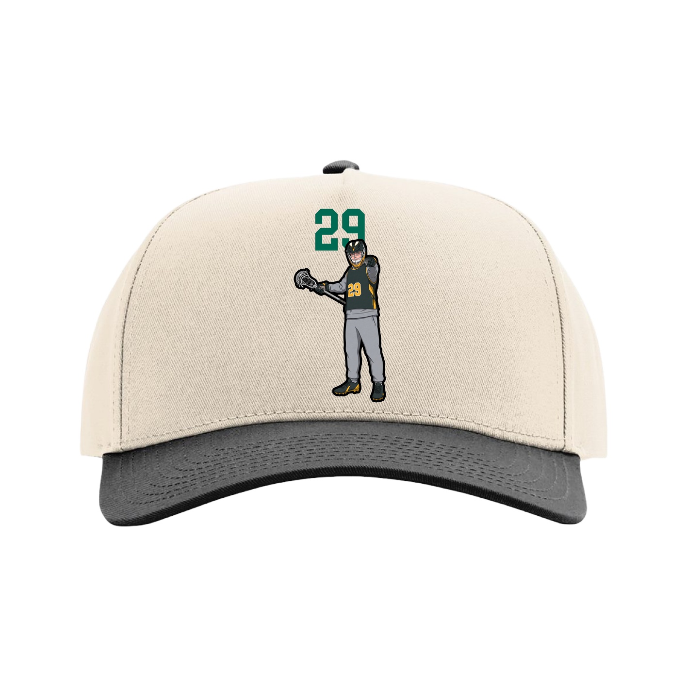 Full Fabric Five-Panel Champ Cap — Number Top in Cream/Black