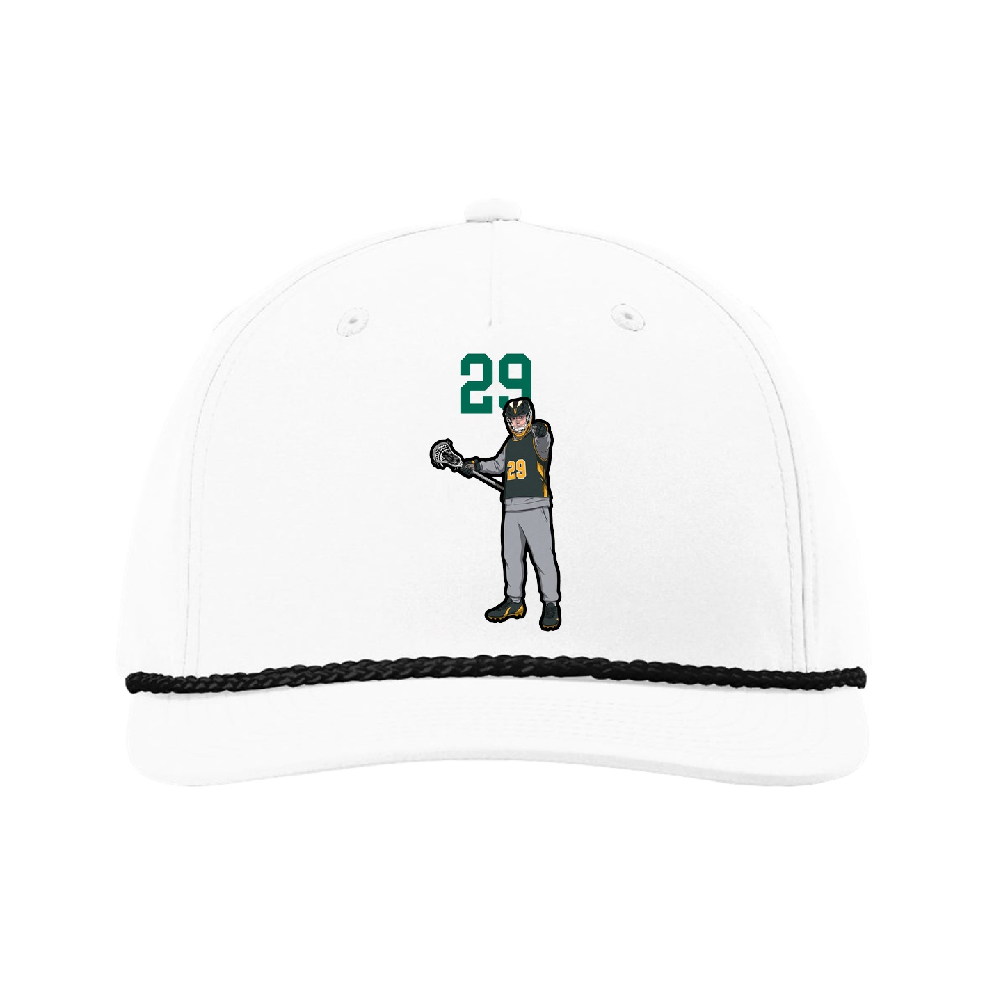 Five-Panel Classic Rope Cap — Number Top in White