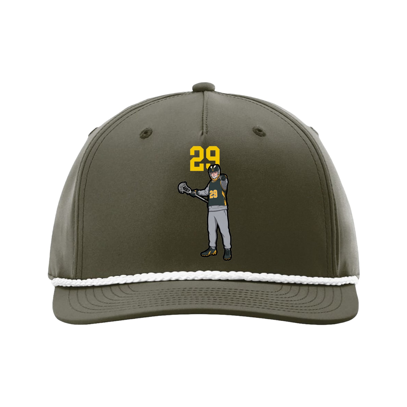 Five-Panel Classic Rope Cap — Number Top in Green