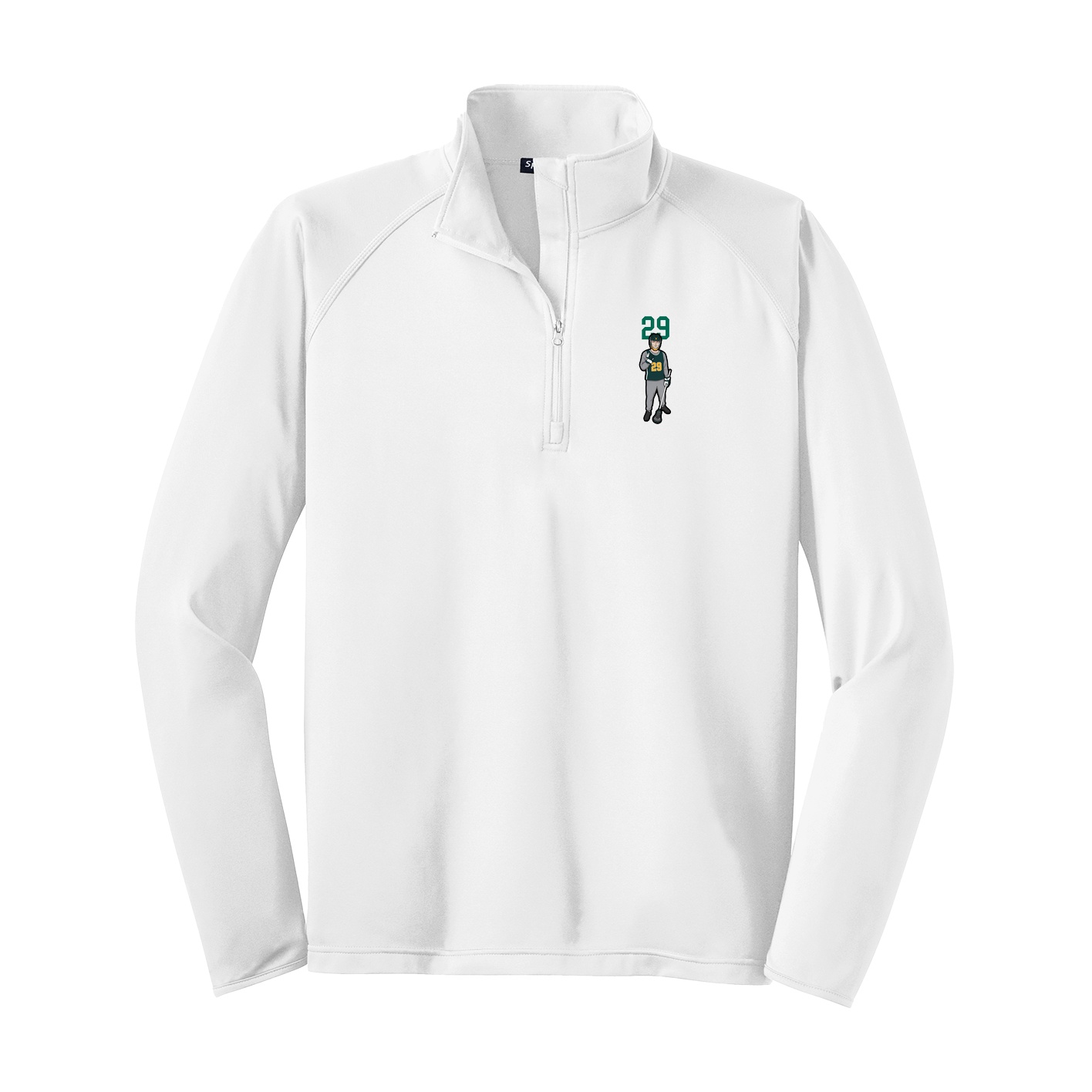 Q-Zip Pullover — Number Top in White
