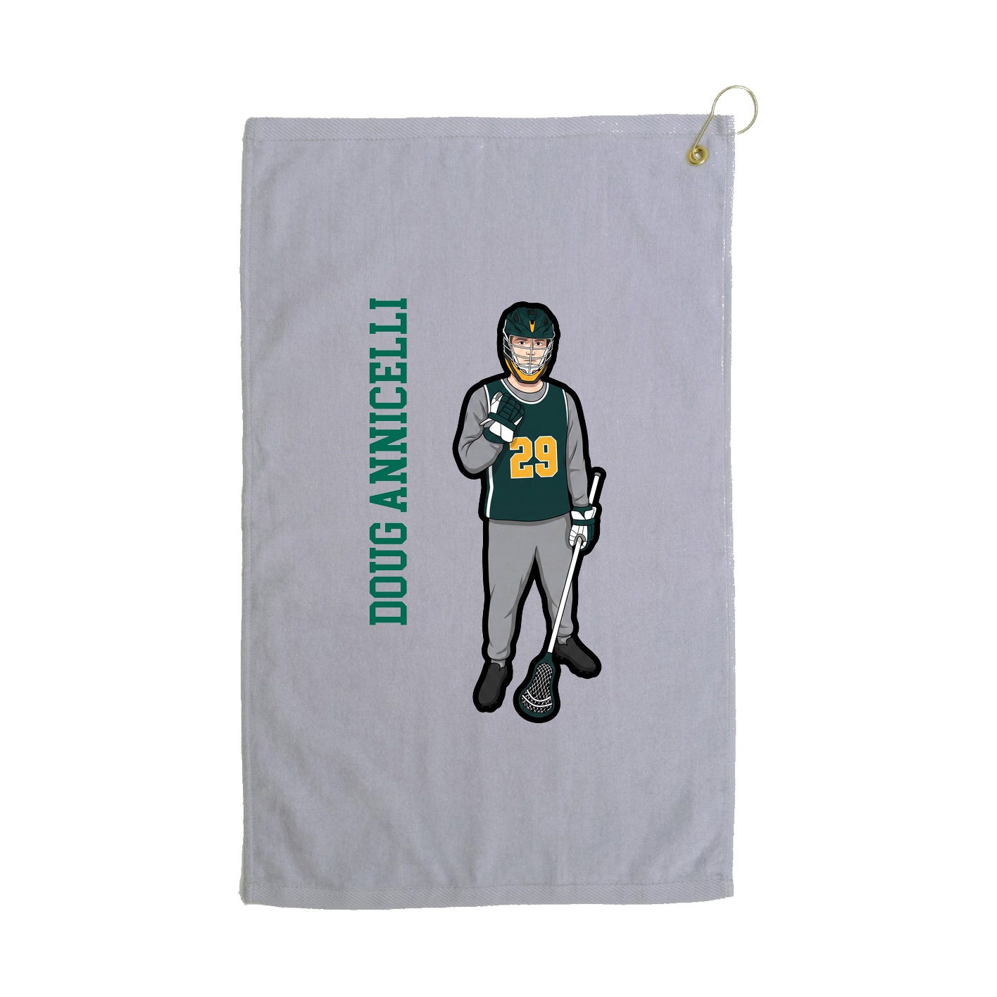 Golf Towel — Name Vertical in Grey