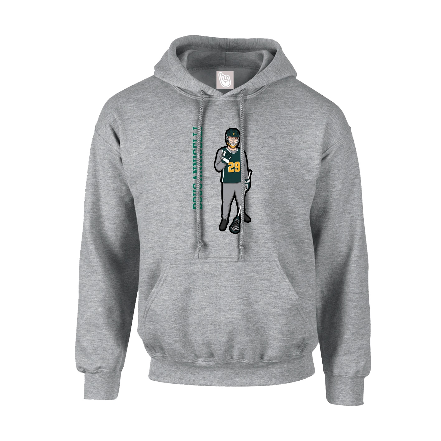Youth Hoodie — Name Vertical in Grey