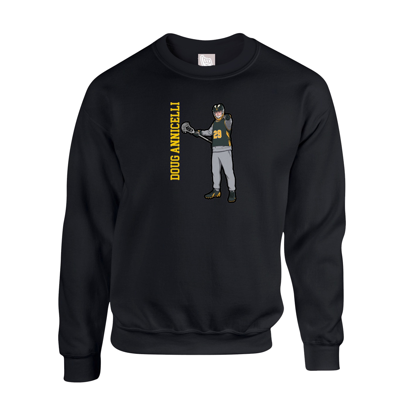 Fleece Crew — Name Vertical in Black