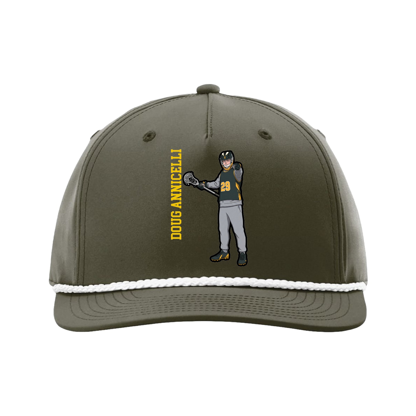 Five-Panel Classic Rope Cap — Name Vertical in Green