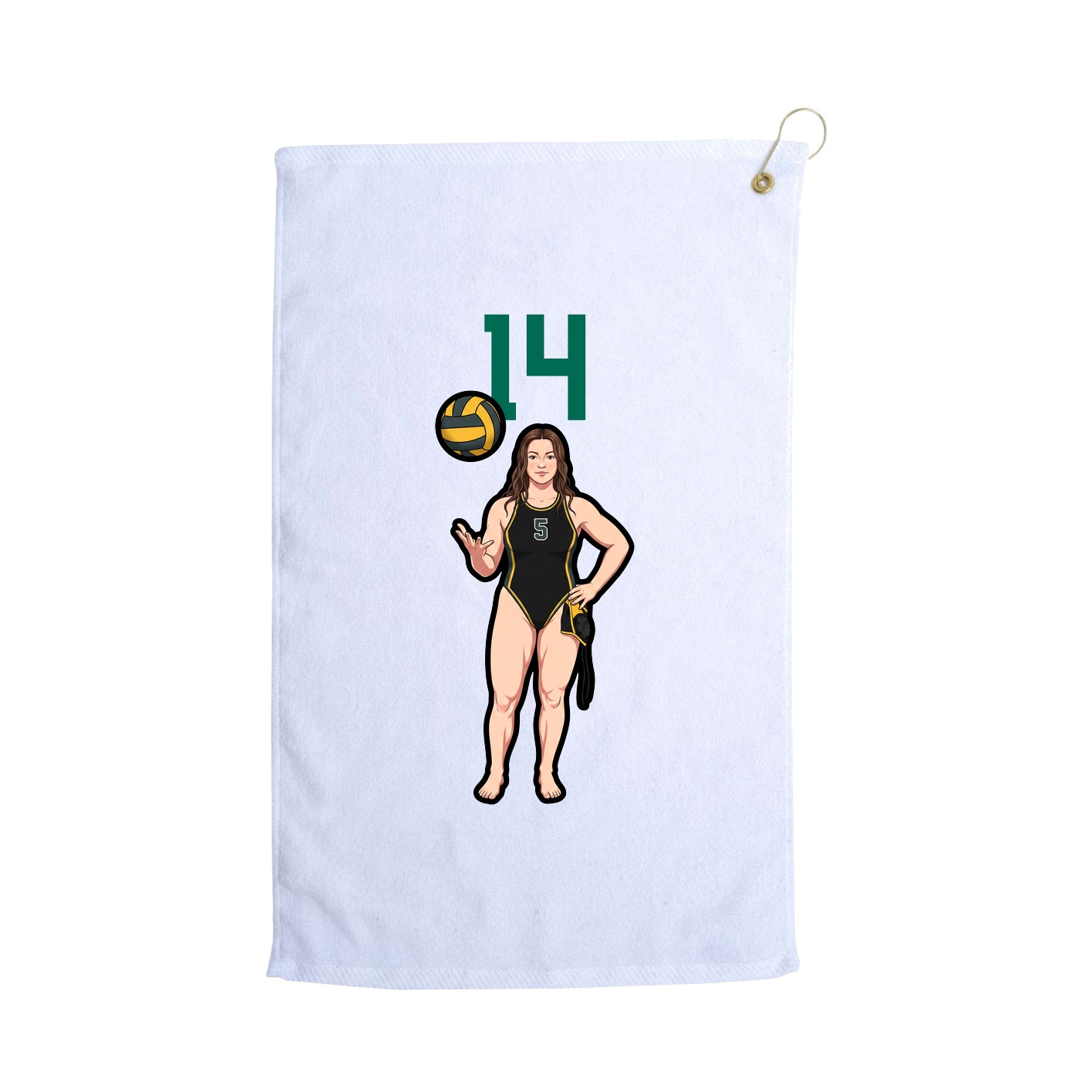 Golf Towel — Number Top in White