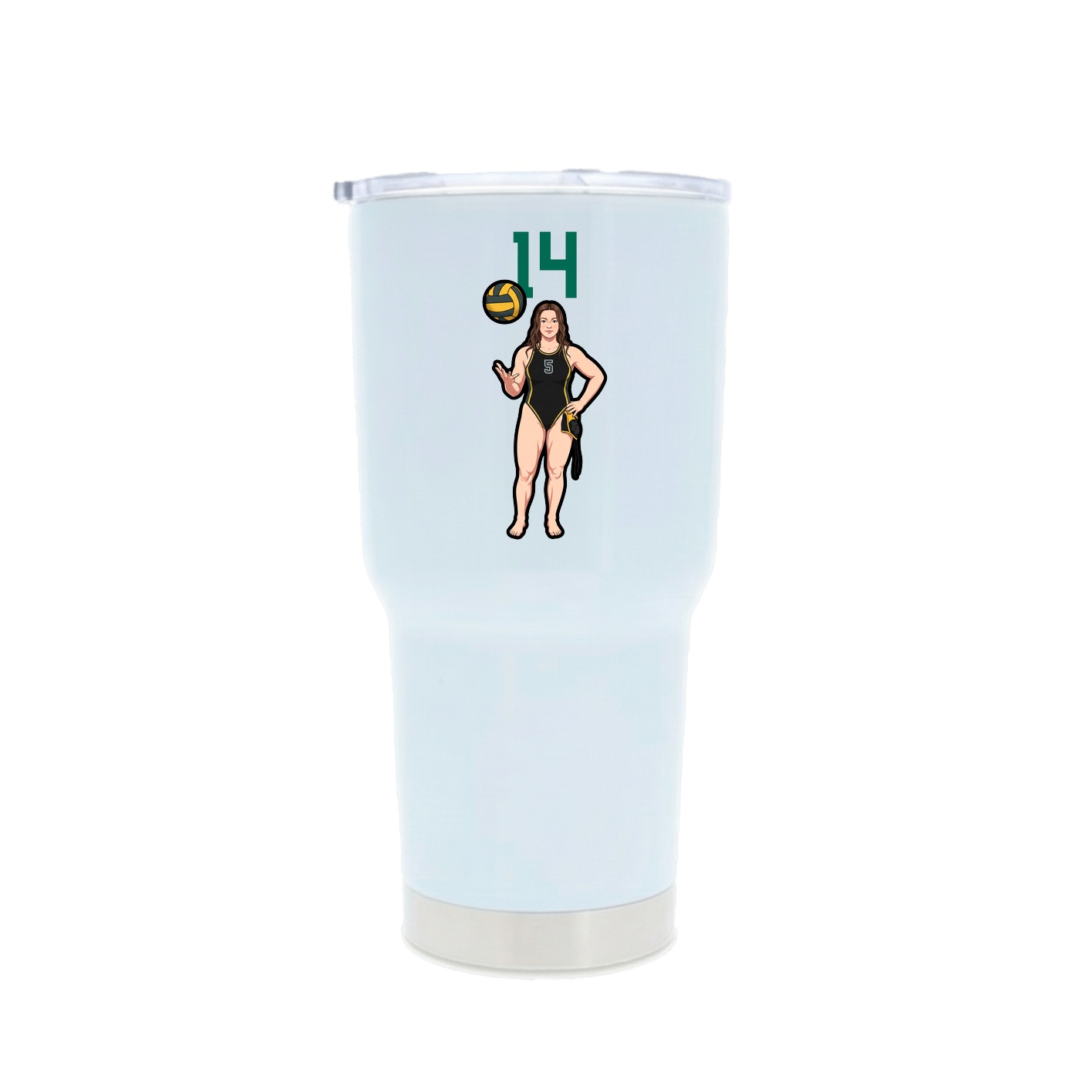 30oz Stainless Steel Tumbler — Number Top in White