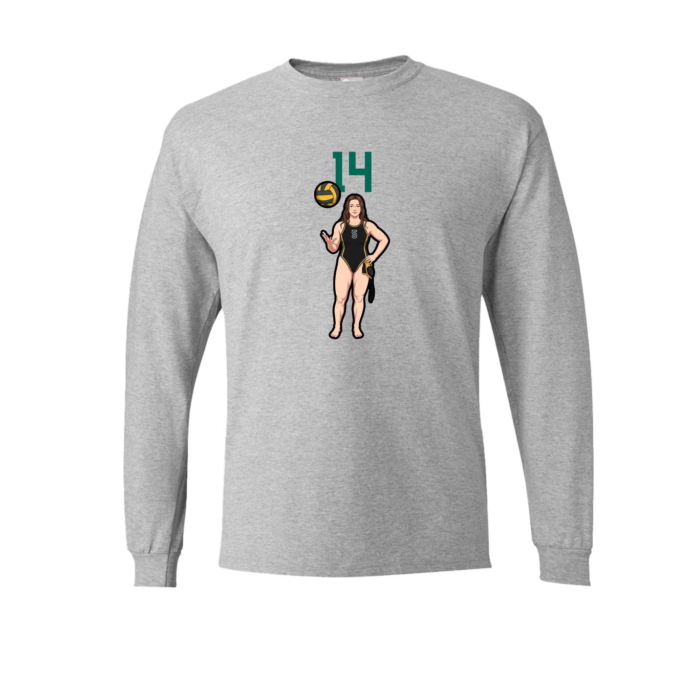 Long Sleeve Tee — Number Top in Grey