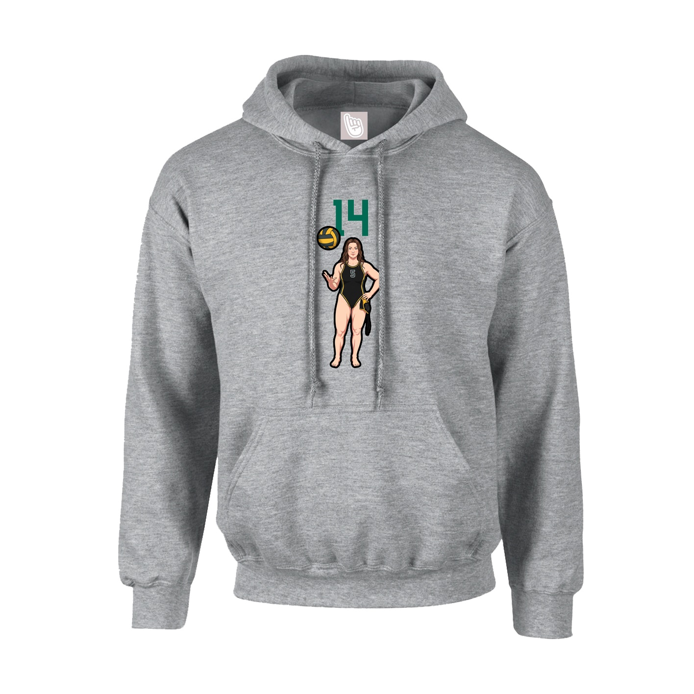 Youth Hoodie — Number Top in Grey