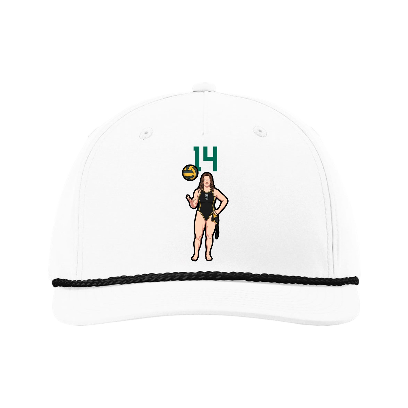 Five-Panel Classic Rope Cap — Number Top in White