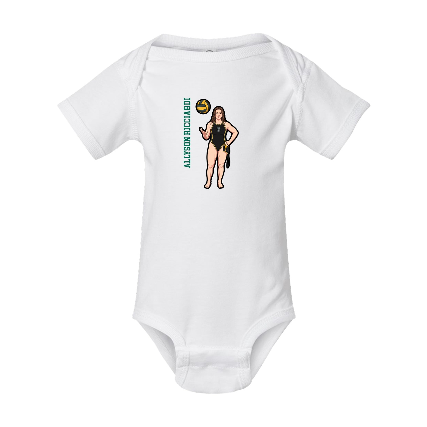Baby Onesie — Name Vertical in White