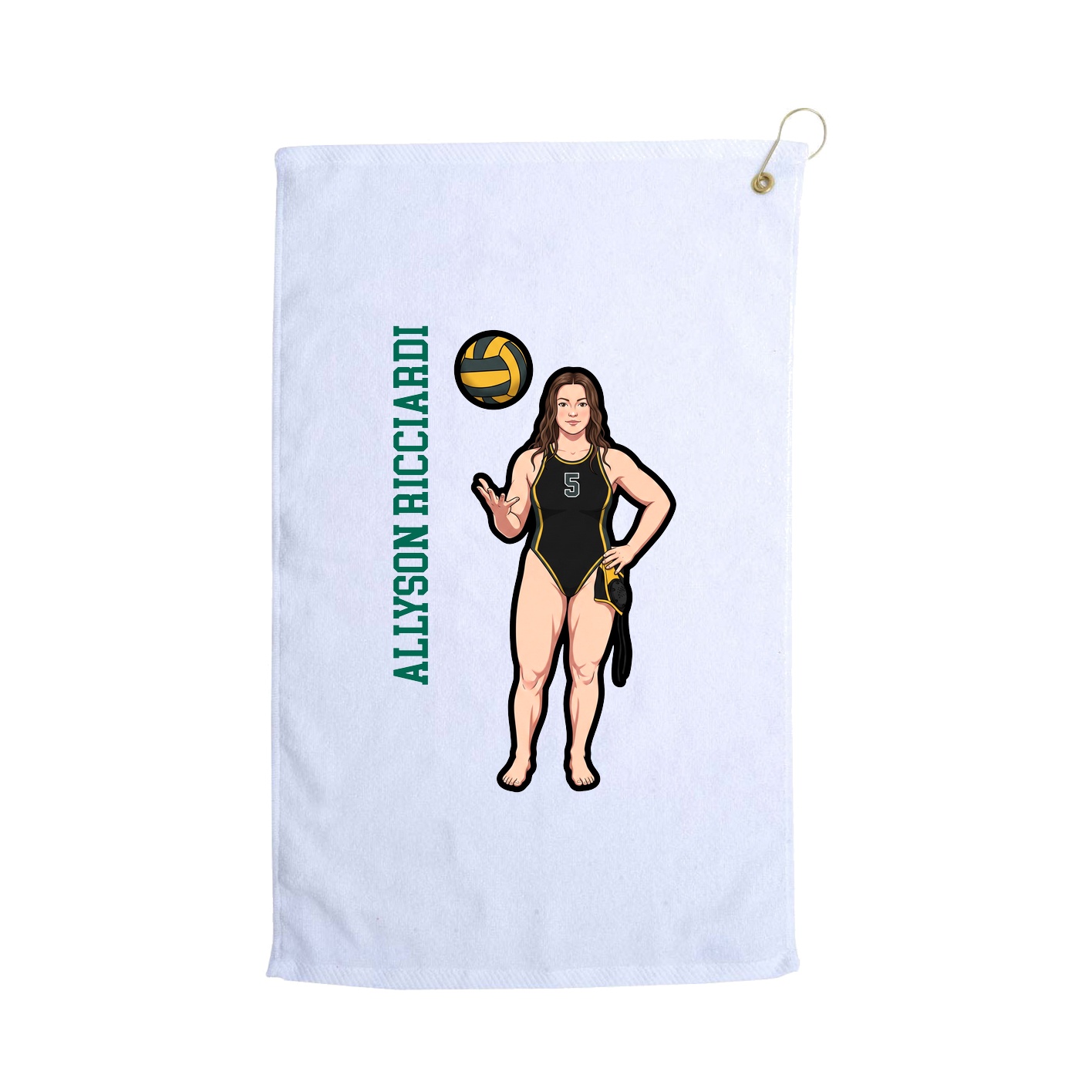 Golf Towel — Name Vertical in White