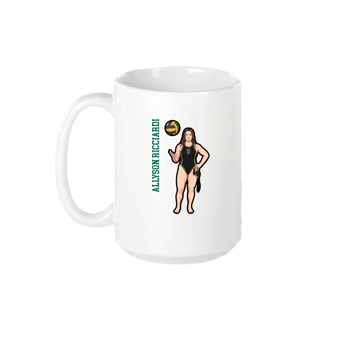 15oz Coffee Mug — Name Vertical in White