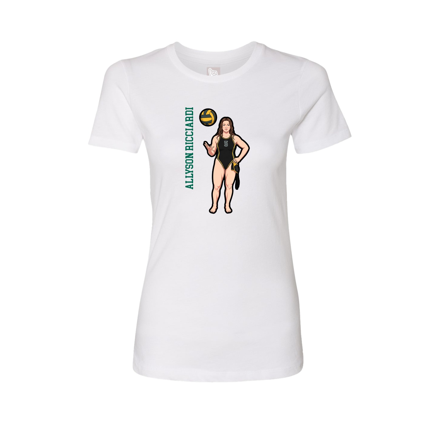 Womens Tee — Name Vertical in White