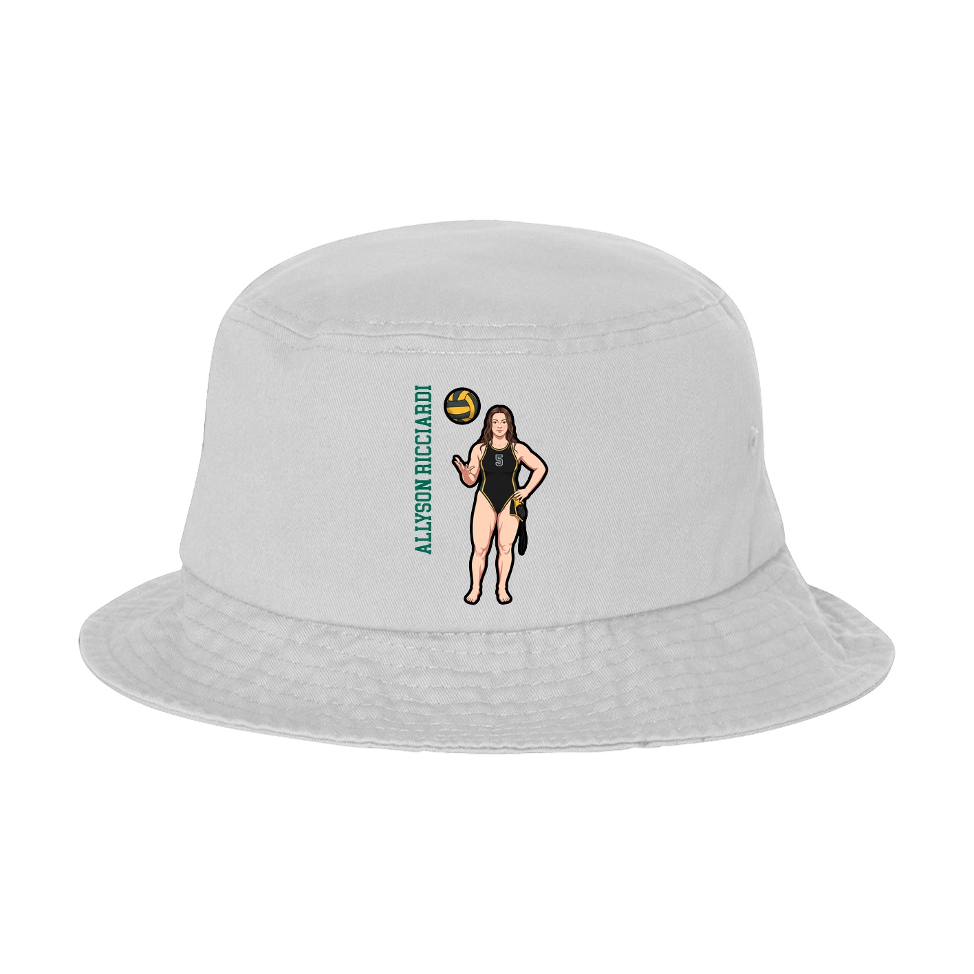 Bucket Cap — Name Vertical in White