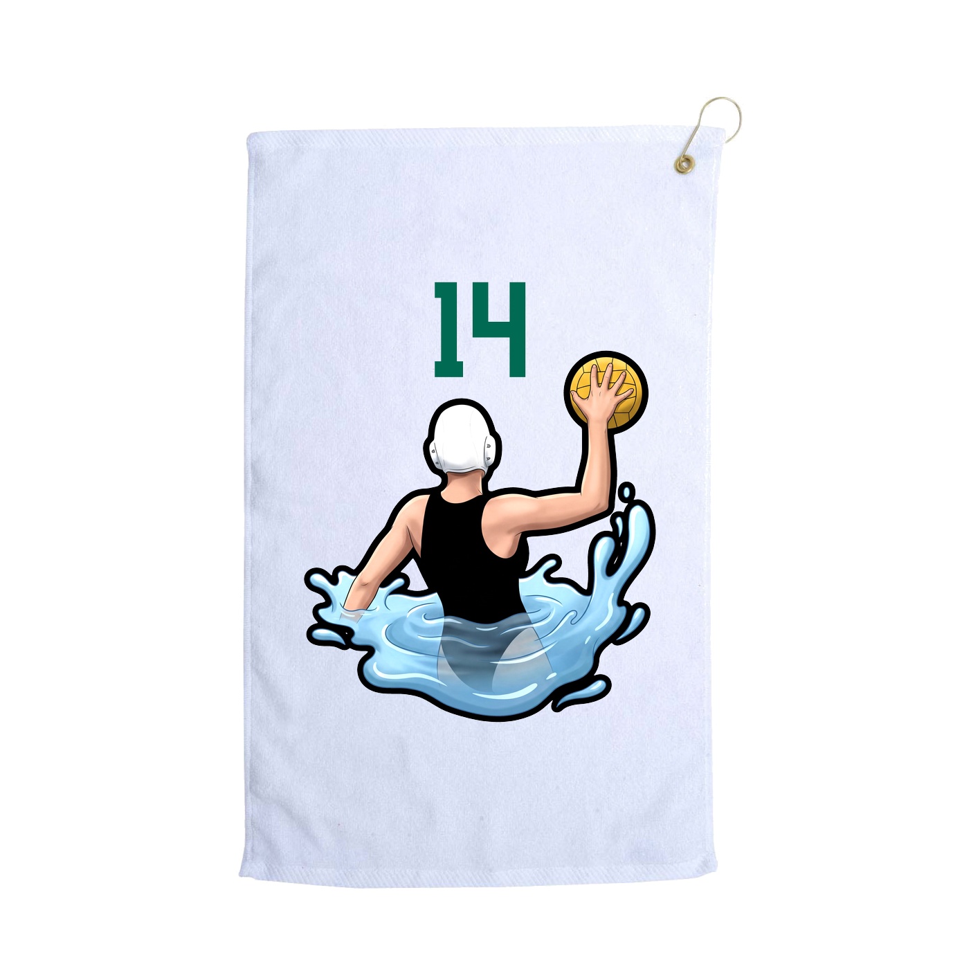 Golf Towel — Number Top in White