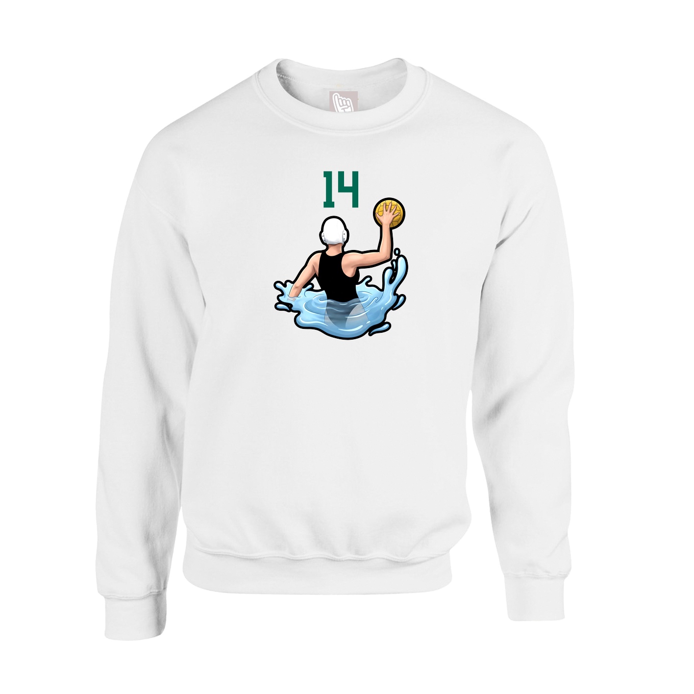 Fleece Crew — Number Top in White