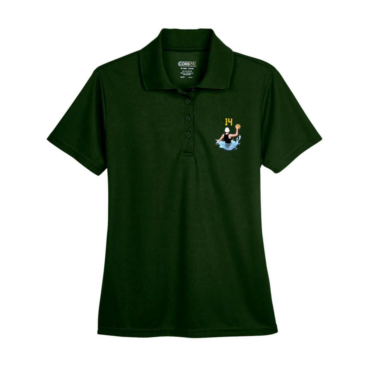Womens Performance Polo — Number Top in Green